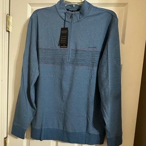 Travis Mathew Splash Of Colour 1/4 Zip Golf Mid-Layer - Heather Mid Blue. NEW